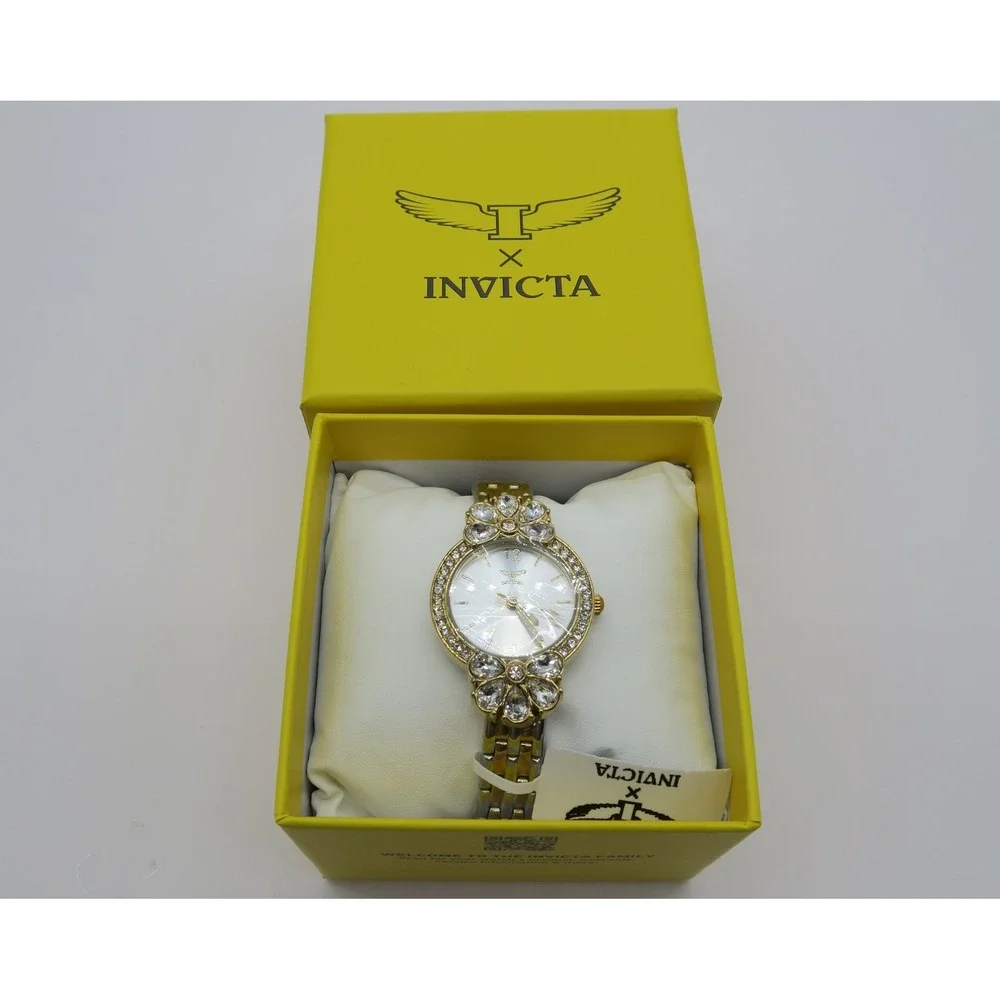 Invicta Wildflower Women Two Tone Crystal Floral Mother of Pearl Watch 45191